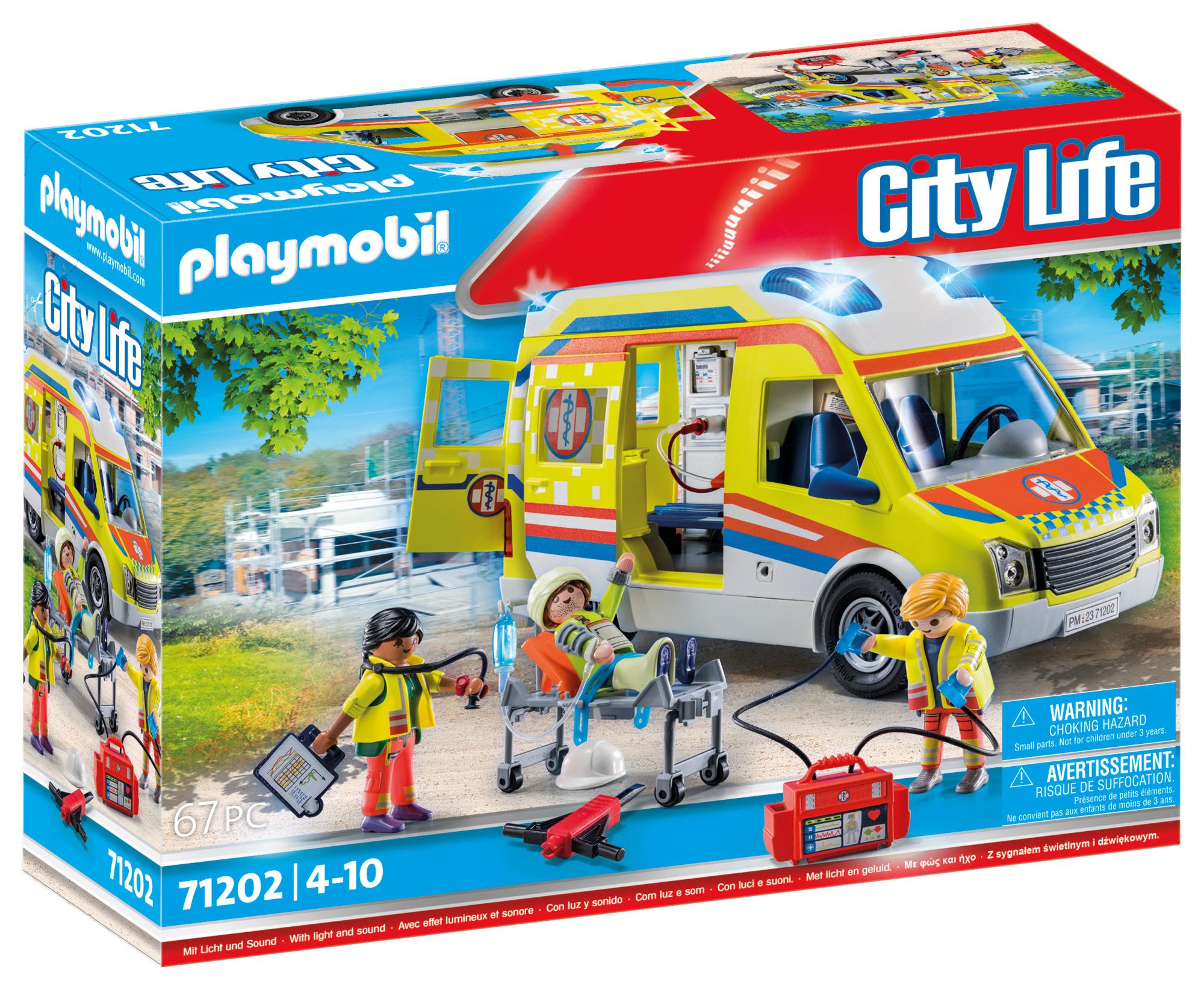 PLAYMOBIL 71202 - City Life - Rettungswagen mit Licht und Sound