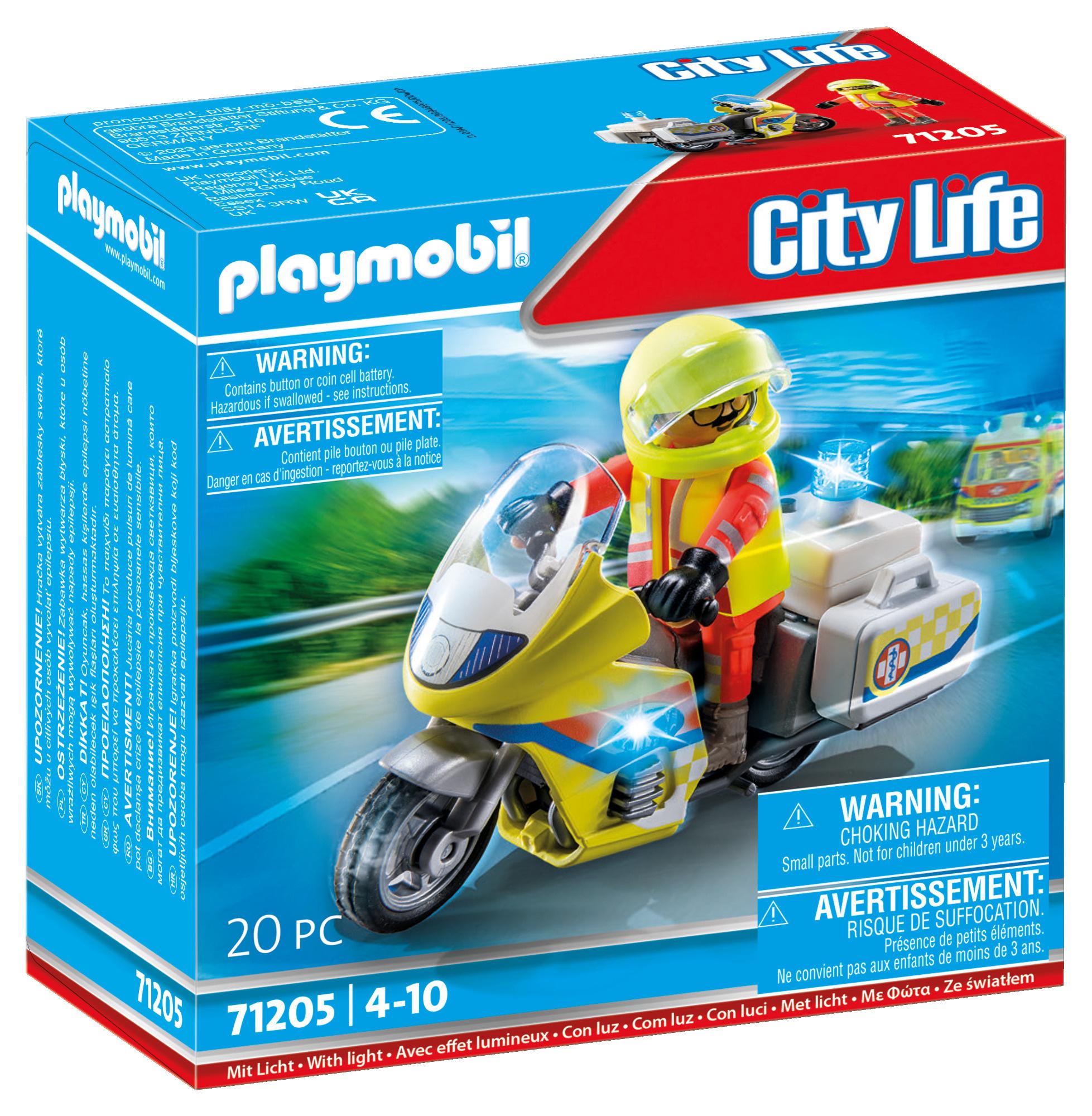 PLAYMOBIL 71205 - City Life - Notarzt-Motorrad mit Blinklicht