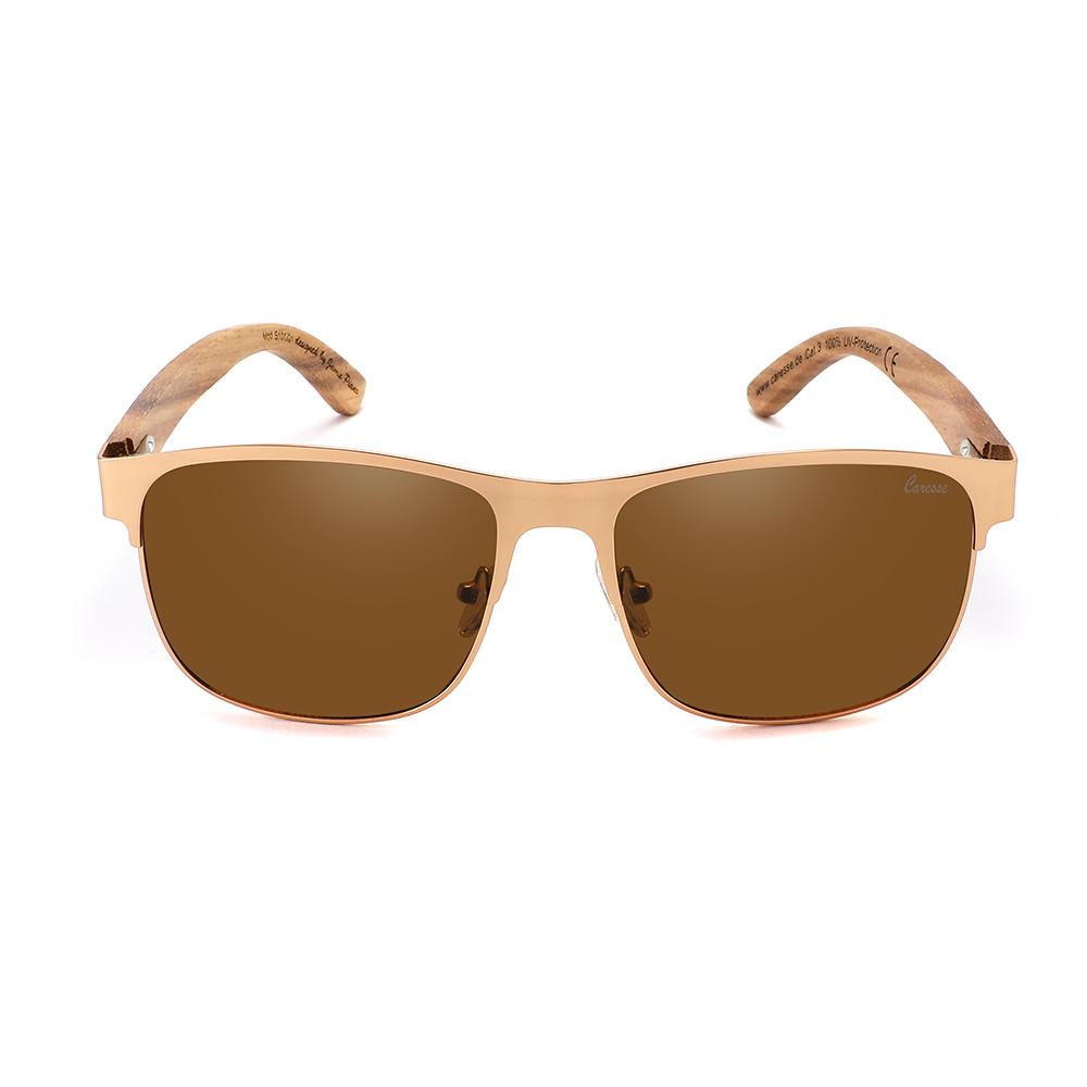 Caresse Brillenmode Sonnenbrille gold matt/zebrawood