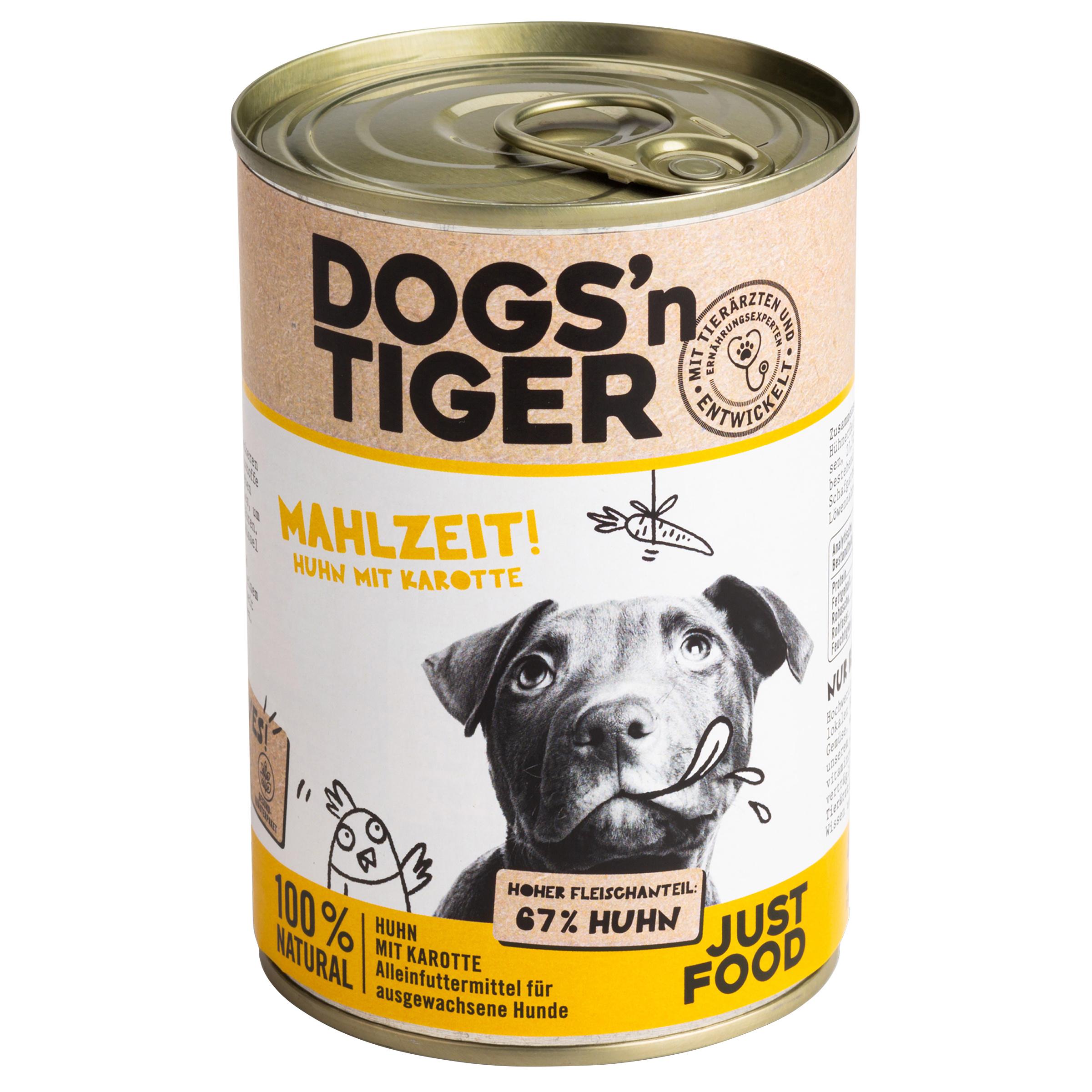 Dogs’n Tiger Adult Premium Hundenassfutter Mahlzeit, Huhn&Karotte